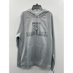 Champro Hoodie Men Medium Silver Graphic Print Fleece Raglan Sleeve Baseball NWT
